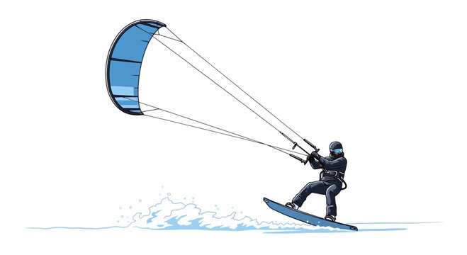 Energetic Kite Surfing Action Dynamic Water Sport Adventure
