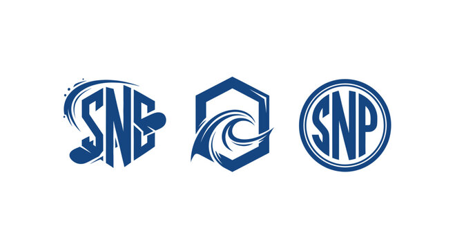 Monogram Logos: SNB, Hexagon Wave, SNP - Modern Branding Elements