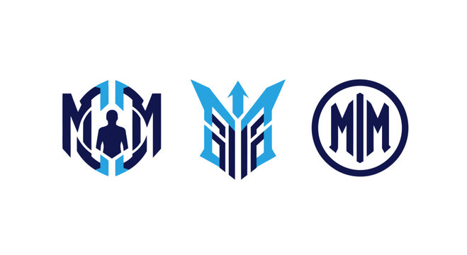 Modern Monogram Logos: MIM, Abstract Geometric Design, Silhouette