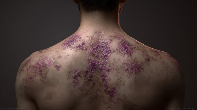 Back of a person with skin condition.
