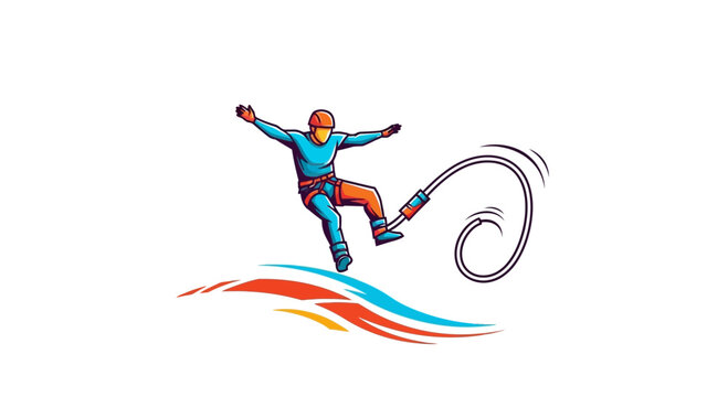 Exhilarating Bungee Jumper Illustration With Dynamic Motion Lines