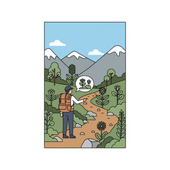 Obraz premium Exploring Nature And Discovering Unique Flora On A Mountain Trail Adventure