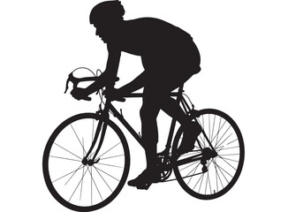 Fototapeta premium Cyclist riding bicycle silhouette sports illustration