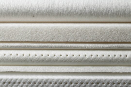 Stack of white foam mattresses layered and textured with different patterns and ventilation holes for comfort and support in bedding and sleep products.