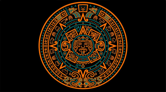 Aztec Calendar Stone Symbol.
