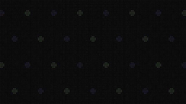 LED Dot Polka Dots Growing Loop Animation Purple Green Lights Black Background