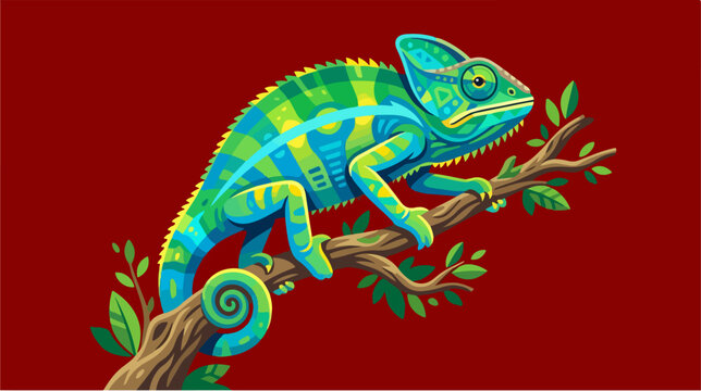 Colorful Chameleon on Branch.