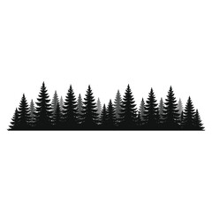 Fototapeta premium Pine Forest Silhouette Tree Line Nature Landscape Vector