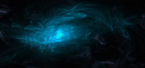 Blue Cosmic Nebula in Deep Space With Stars and Abstract Galactic Light (3D Rendering) © edb3_16