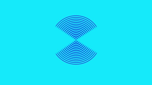 Circle radar interface signal with concentric rings moving.Radio waves animation.