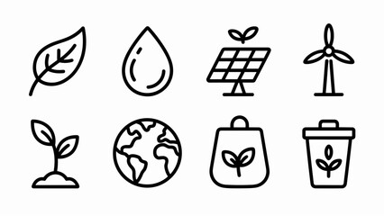 Eco Nature Line Icon Collection  Sustainable, Green, and Environmental Symbols © MDSOJEEB