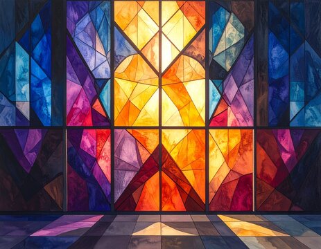 Colorful Geometric Stained Glass Background