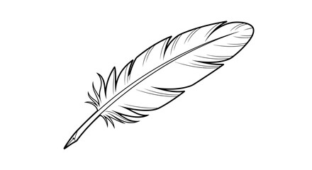 Single black outline feather illustration on white background © Bebek