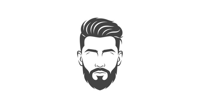 Stylized man head with modern haircut and full beard