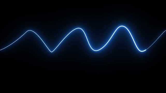 Abstract neon line waves animation.neon wave line royal blue color animation.Bright neon curve line abstract technology background