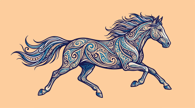 Running Horse with Colorful Patterns.