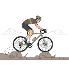Naklejka premium Gravel Cyclist Navigating Rocky Terrain With Determined Focus