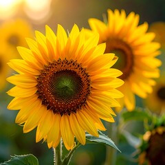 Obraz premium Sunflowers in the Sunlight - A Vibrant Summer Bloom.