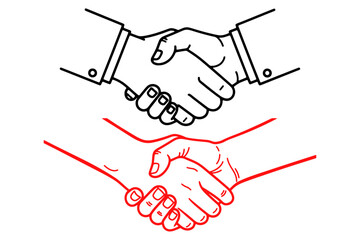 Fototapeta premium Cooperation and Teamwork Hands Illustration Hand Drawn Poster Logo Design Vector