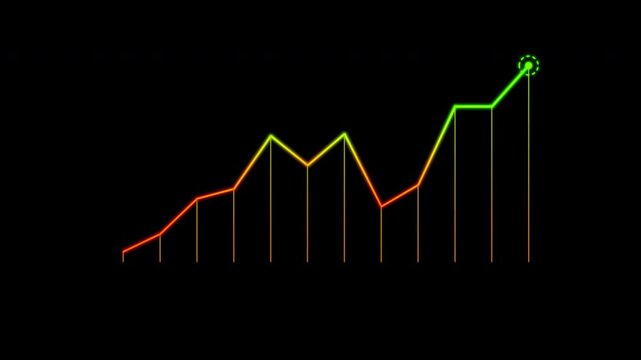 Financial Business Infographic Digital Bar Graph Chart Loop Animation With Alpha Channel