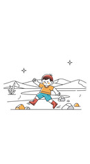 Naklejka premium Joyful Child Exploring Outdoors Adventure Fun Nature Discovery