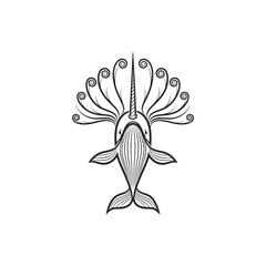 Whimsical Narwhal Unicorn of the Sea with Spiral Mane © JSTYLO