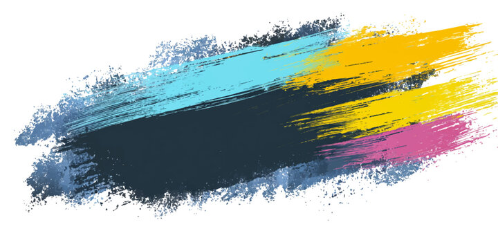 An artistic abstract watercolor and grunge paint splash design featuring a colorful blue ink texture with messy brush splatters on a dirty paper pattern vector illustration