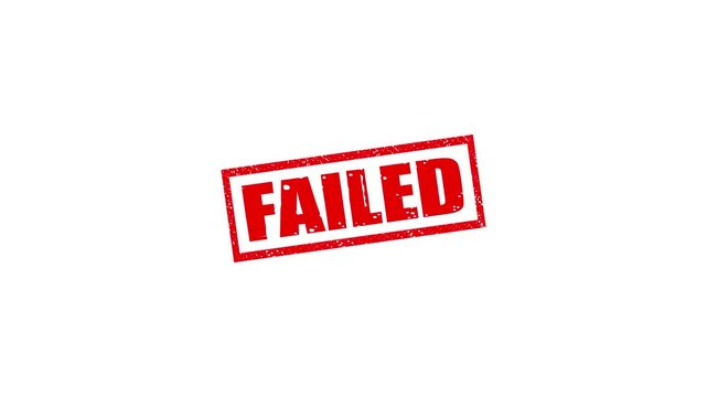 Failed stamp design motion graphics. grunge rubber stamp impression animation. Failed distressed texture effect 4k video.