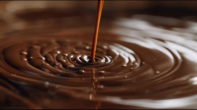 Chocolate Syrup Pour Macro Close Up