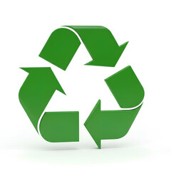 Fototapeta premium Green recycling symbol on white background for environmental protection.
