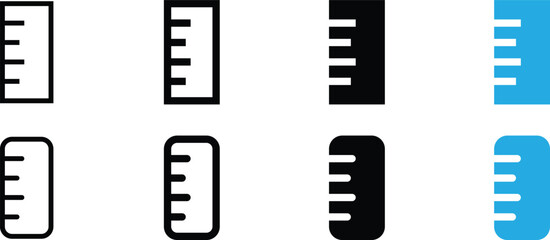 Obraz premium Set of ruler icons, vector illustration of measurement tools in various styles