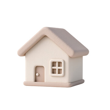 A small decorative house model isolated on transparent background showcasing a simple and charming design