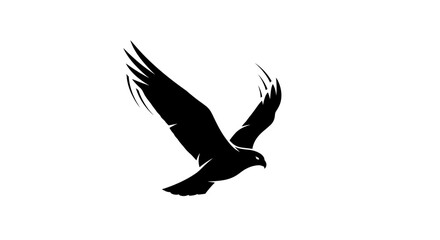 Fototapeta premium Silhouette of a soaring eagle in flight against a white background