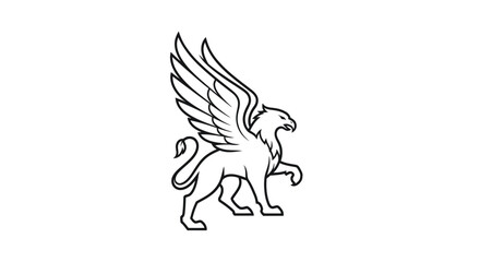 Obraz premium Mythical Griffin Symbol Outline - Majestic Creature of Legend
