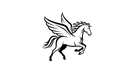 Fototapeta premium Winged Horse Silhouette, Mythical Creature, Pegasus Icon