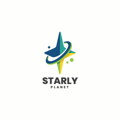 Obraz premium This logo captures the essence of a cosmic adventure with a stylized star and planets, symbolizing exploration and innovation for a modern brand focused on the universe.