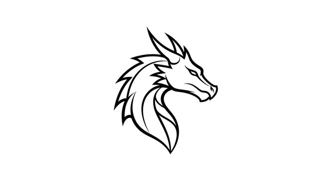 Stylized Dragon Head Tattoo Design, Mythical Creature Illustration