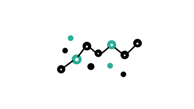 Abstract line graph illustration with connected dots showing data analysis, trend, progress, and network connections