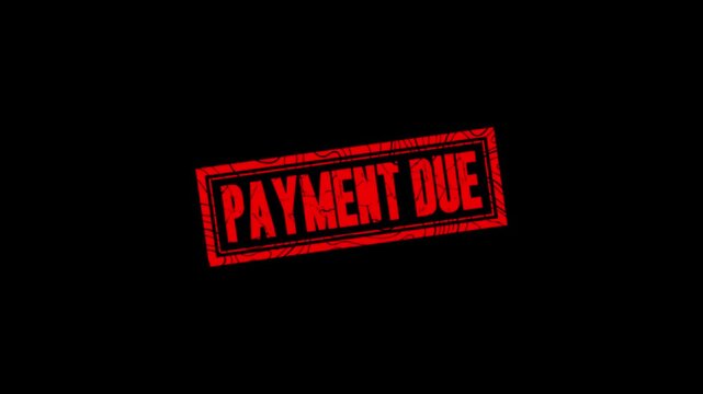 Payment Due stamp design motion graphics. grunge rubber stamp impression animation. payment due distressed texture effect 4k video.