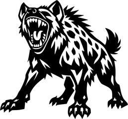 Obraz premium Angry hyena mascot logo black and white aggressive animal for sports branding