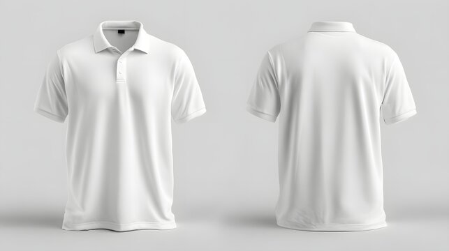 Blank White Polo Shirt Mockup Front and Back View.