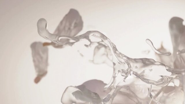 Dynamic 3D animation, 3D video of cosmetic essence, advanced technology for skincare and haircare fluid, creating compelling modern 3D cosmetic visuals