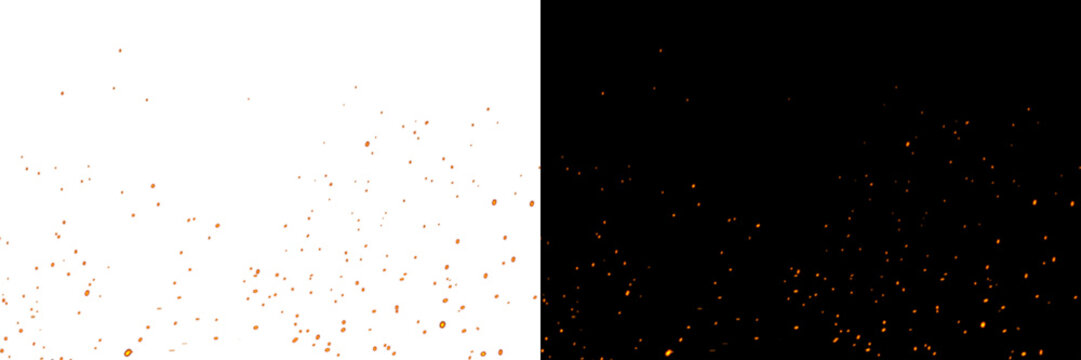 Fire embers particles with transparant background. Fire burn sparks background. Abstract dark glitter fire particles lights.