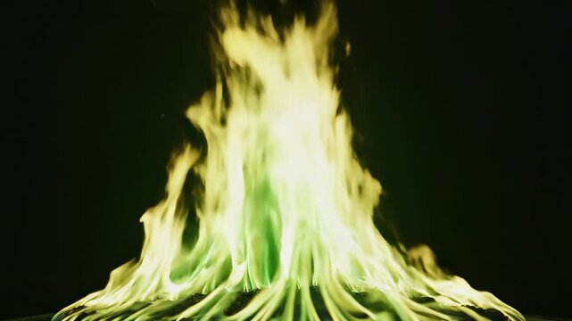 Green flames on black background