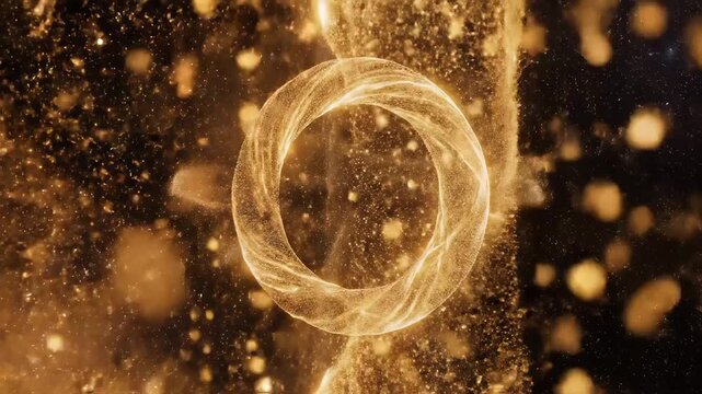 Golden swirling ring in space