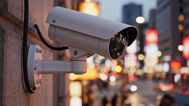Surveillance camera on city street