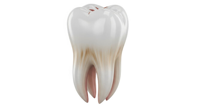 3D Render of a Human Molar Tooth Isolated on Transparent Background Showing Detailed Anatomy and Structure for Dental Education