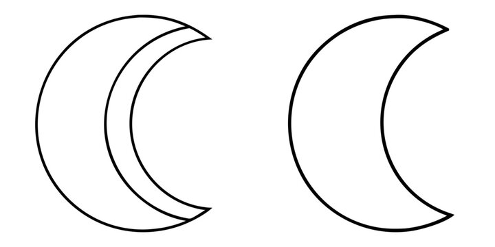 A simple black and white illustration of two crescent moon shapes