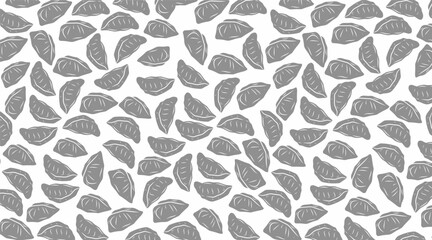 Obraz premium Dumpling Seamless Pattern Design. Momo Food Repeating Illustration. Hand Drawn Asian Dumpling Style. Traditional Street Food Theme