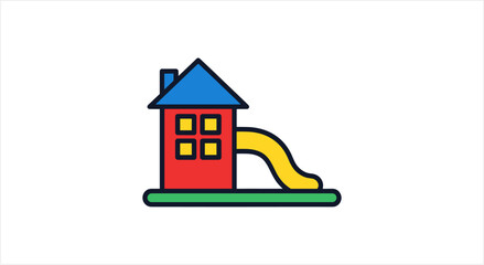 Fototapeta premium Colorful Playground Slide House Icon for Childrens Fun.